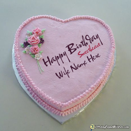 Heart Birthday Cake For Wife With Name Editing
