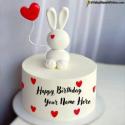 Cute Red Hearts Birthday Cake For Girlfriend With Name Editor