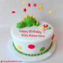 Dinosaur Design Name Birthday Cake For Kids Photo