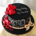 Hearts Romantic Birthday Cake For Husband With Name