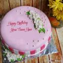 Pink Birthday Cake For Lover With White Roses