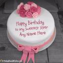 Pink Roses Birthday Cake For Sister With Name Generator
