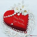 Red Heart White Roses Unique Birthday Cake For Boyfriend