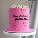 Simple Pink Birthday Cake For Girls With Name Edit