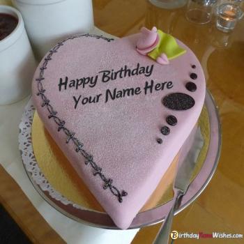 Heart Shape Love Birthday Cake With Name Edit