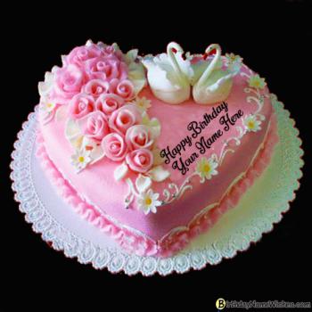 Lovely Happy Birthday Wishes Cake With Name Generator