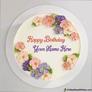 Simple Flower Birthday Cake Design For Girlfriend With Name Edit